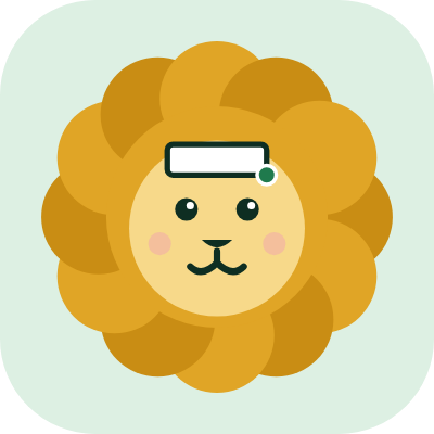 Leo the lion, wearing a spreadsheet cell as a headband