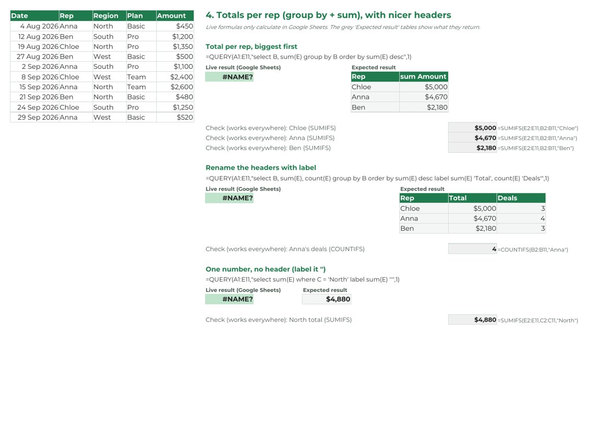 Preview of QUERY: 6 examples with expected results (free file)