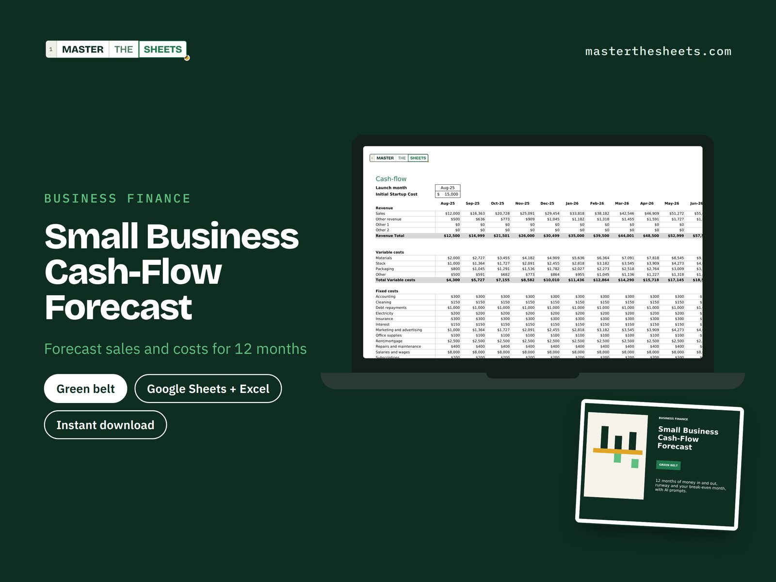 Small Business Cash-Flow Forecast Google Sheets template