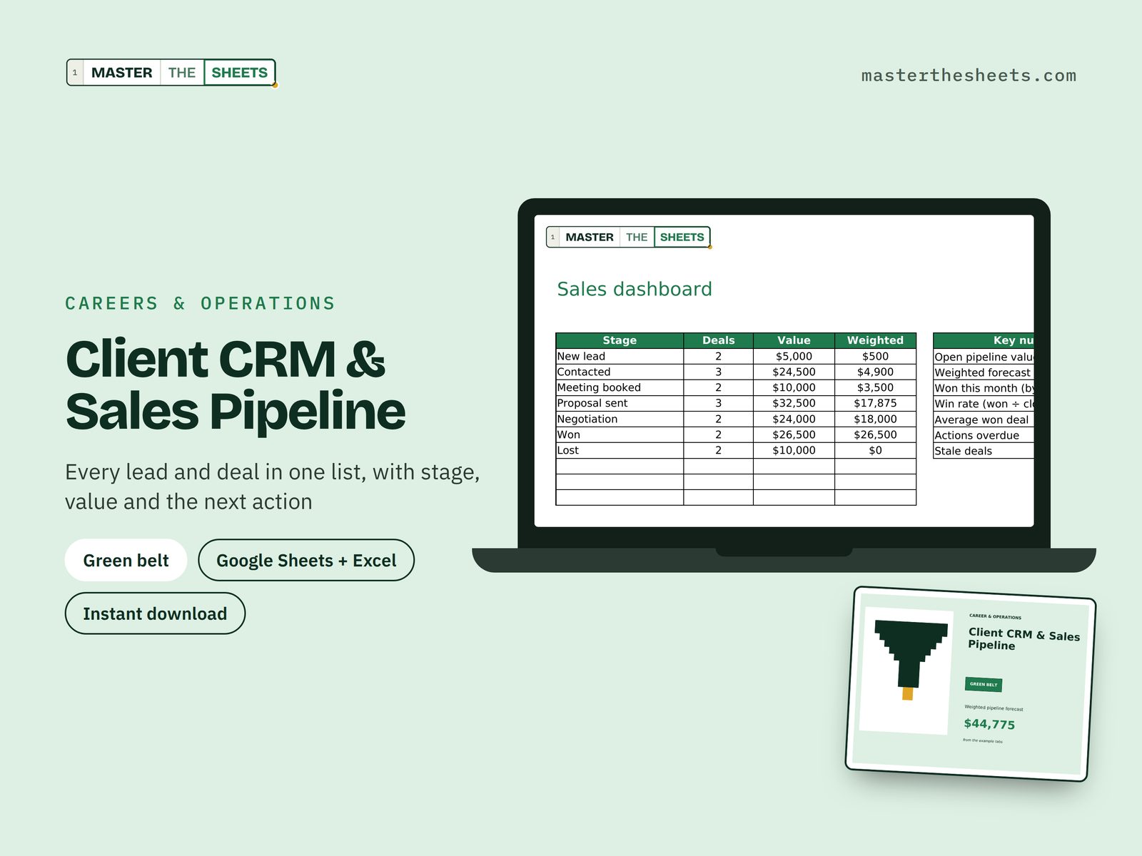 Client CRM & Sales Pipeline Google Sheets template