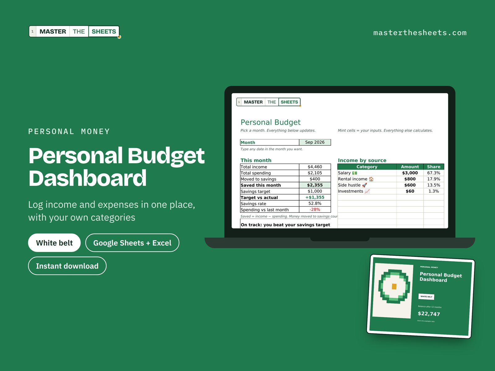 Personal Budget Dashboard Google Sheets template