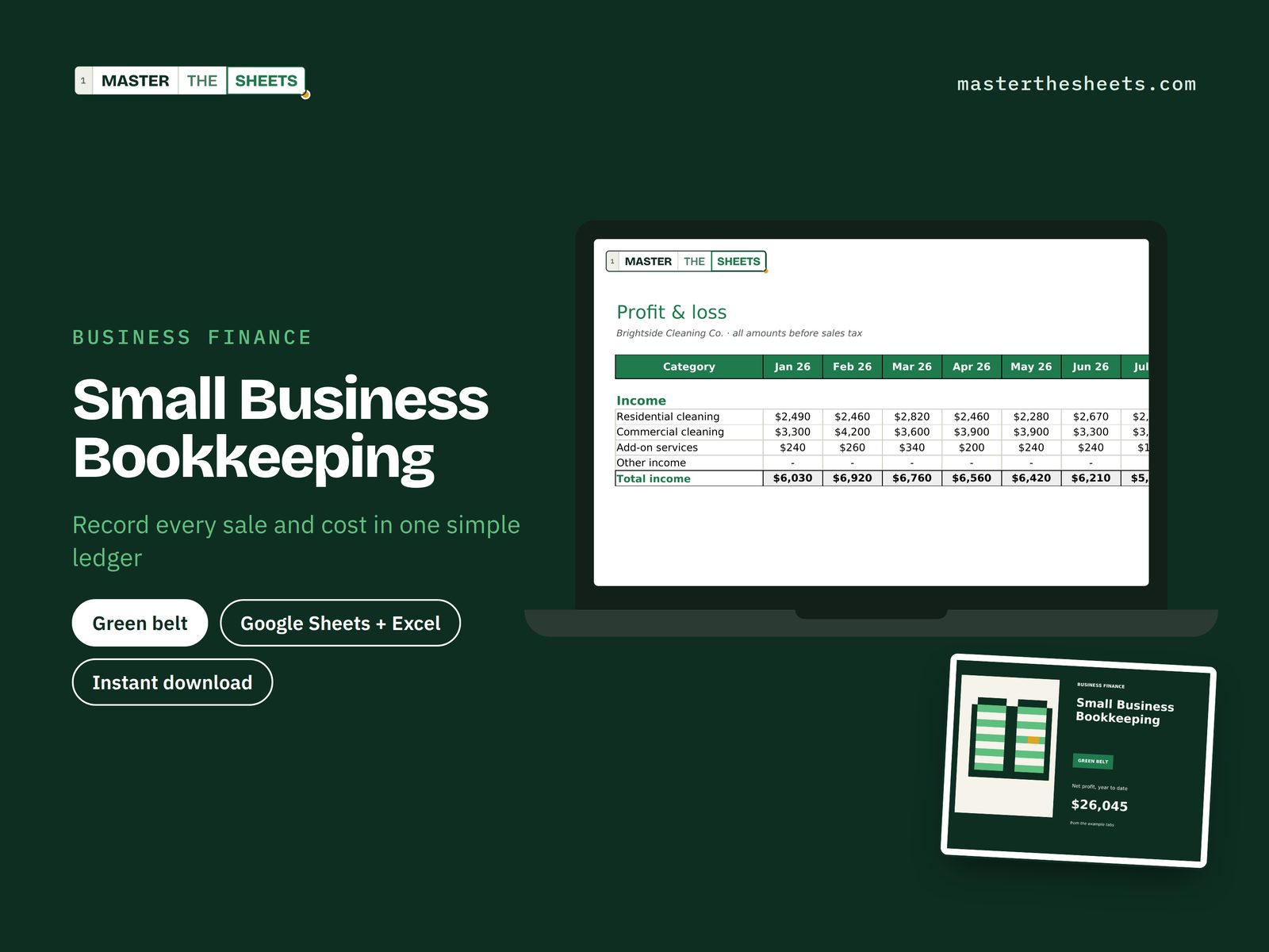Small Business Bookkeeping Google Sheets template