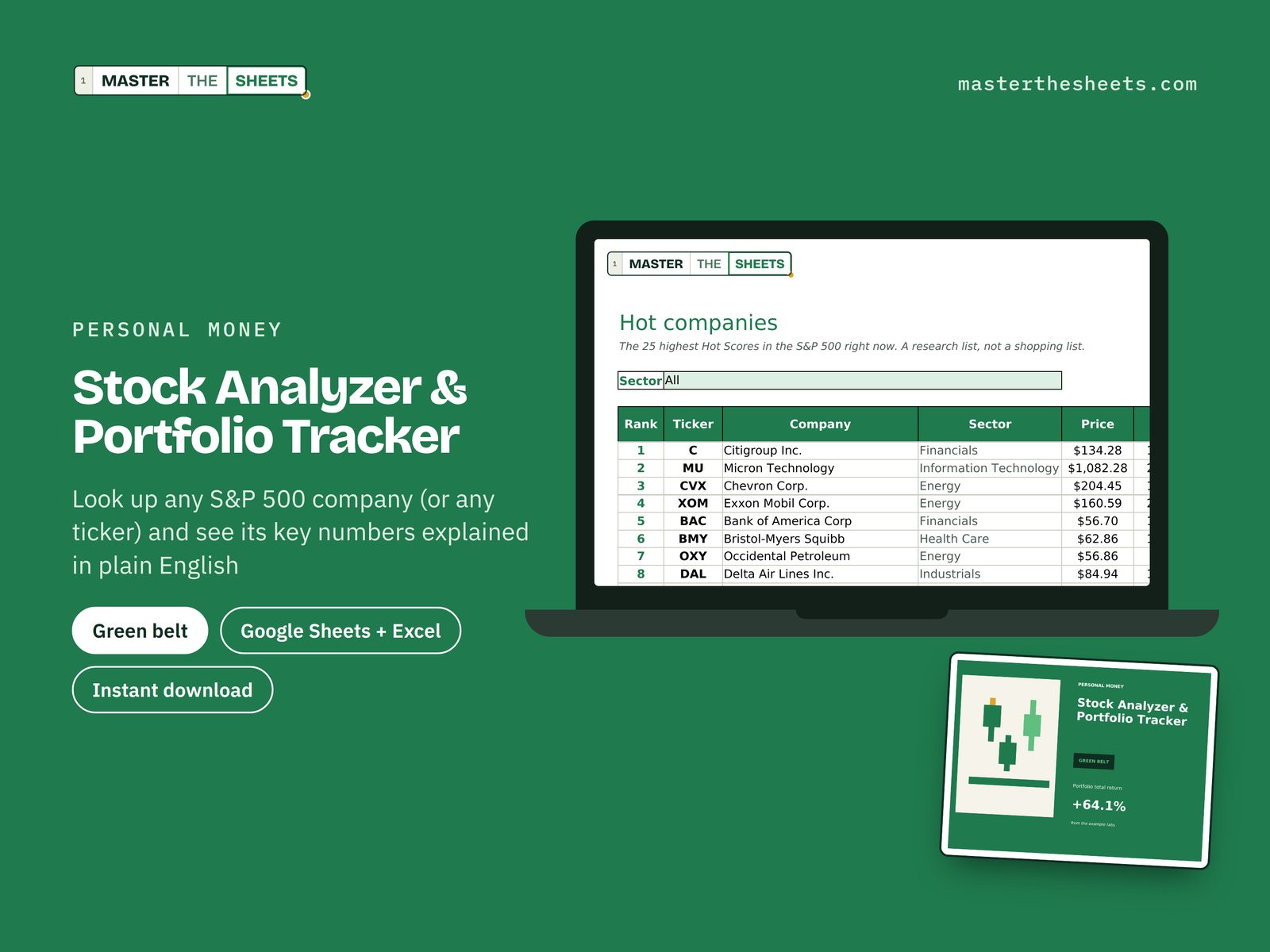 Stock Analyzer & Portfolio Tracker Google Sheets template